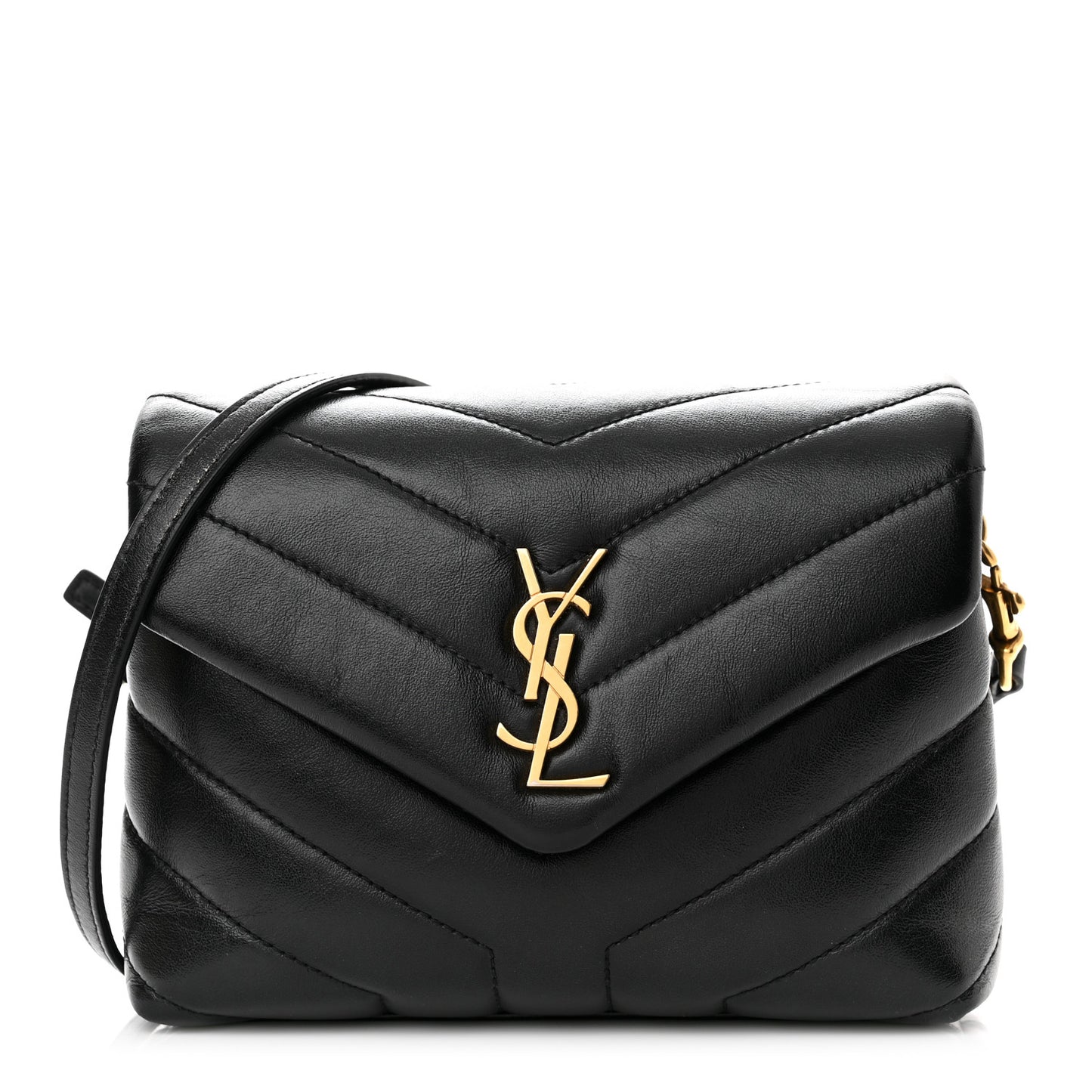Calfskin Y Quilted Monogram Toy Loulou Crossbody Bag Black
