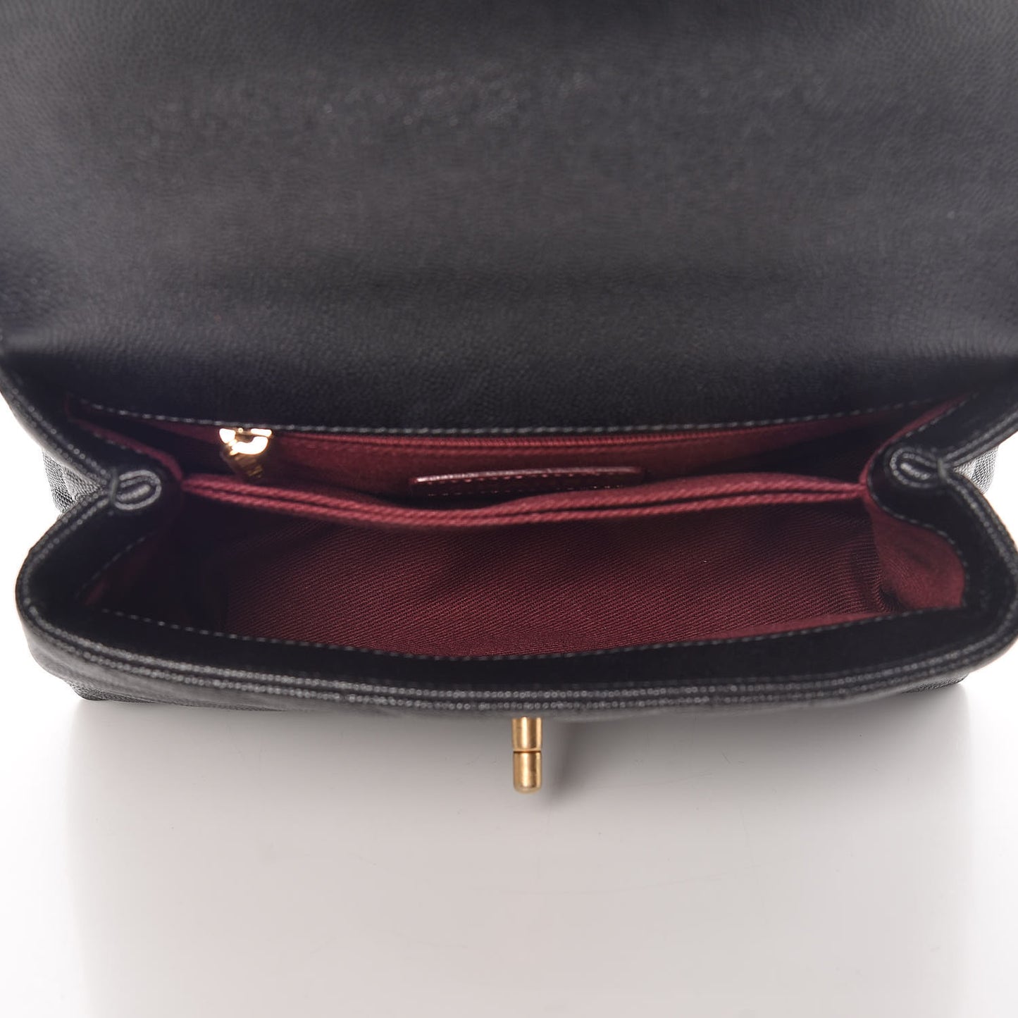 Caviar Chevron Quilted Mini Coco Handle Flap Black