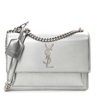 Saint Laurent Specchio Calfskin Striped Medium Monogram Sunset Dark Silver 1 of 9