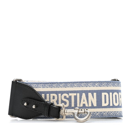 Christian Dior Canvas Embroidered Shoulder Strap Light Blue 1 of 4