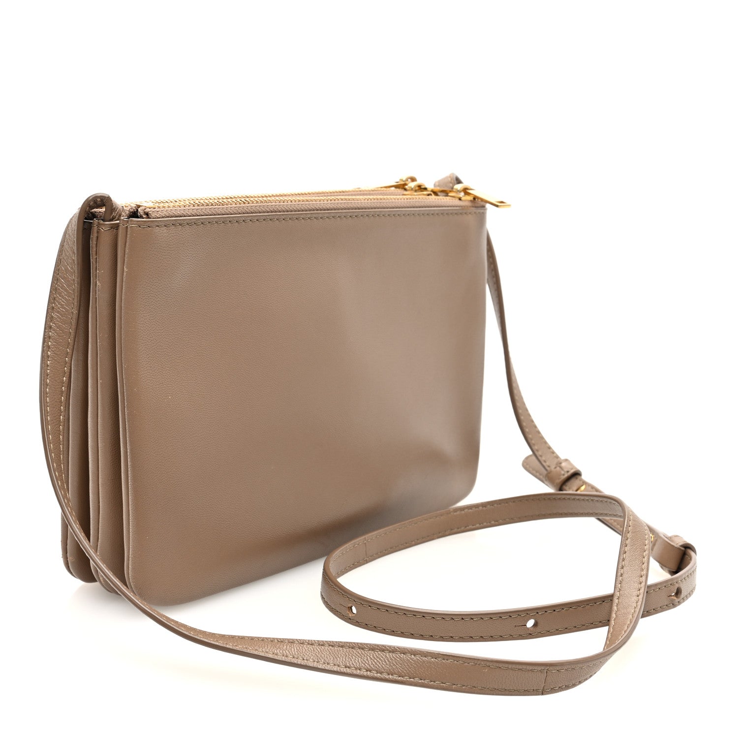 Celine Lambskin Small Trio Crossbody Bag Taupe 3 of 11
