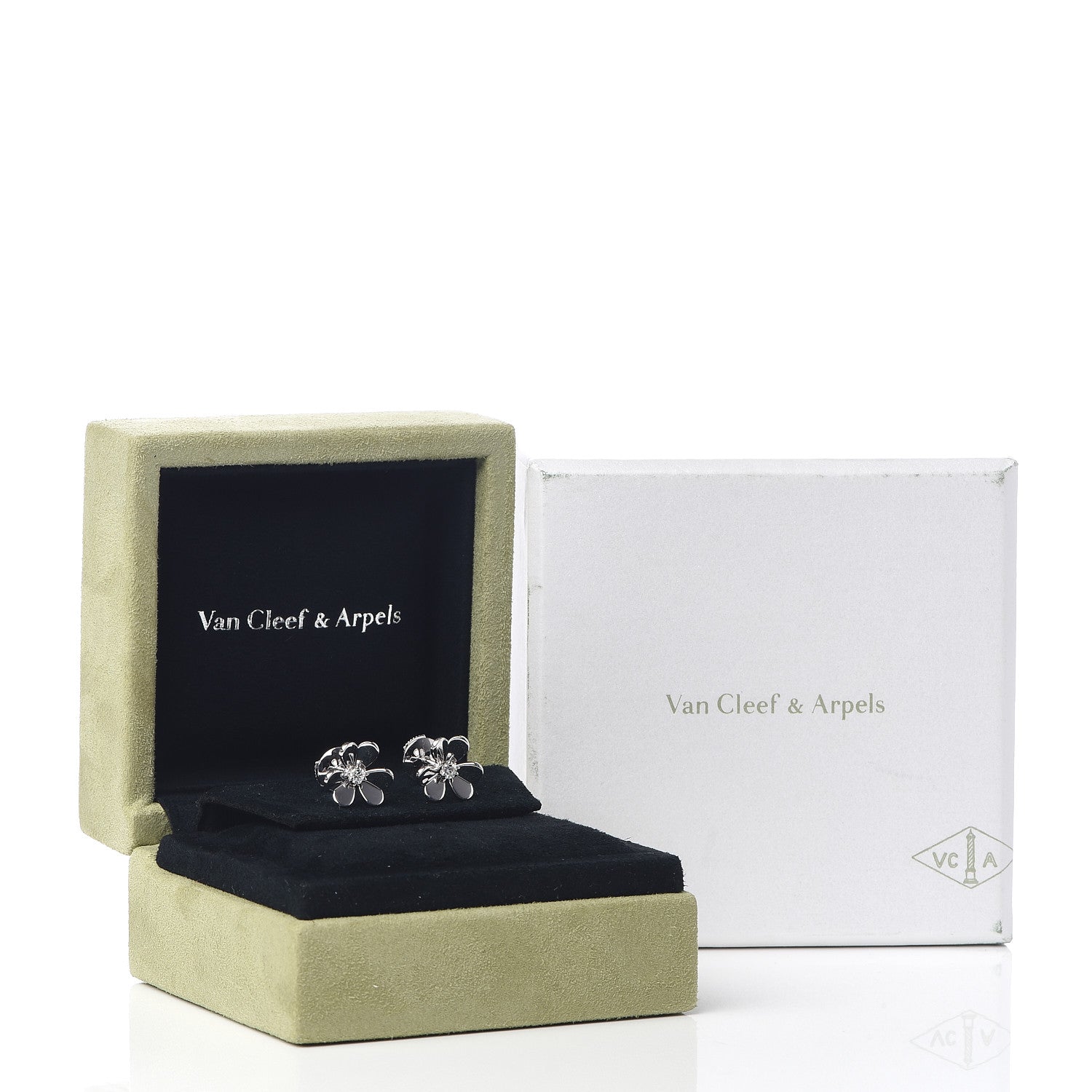 Van Cleef & Arpels 18K White Gold Diamond Mini Frivole Earrings 5 of 5