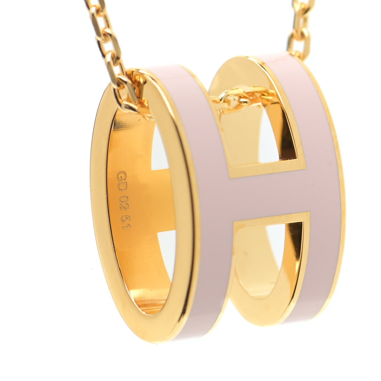 Lacquered Gold Pop H Pendant Necklace Rose Sakura