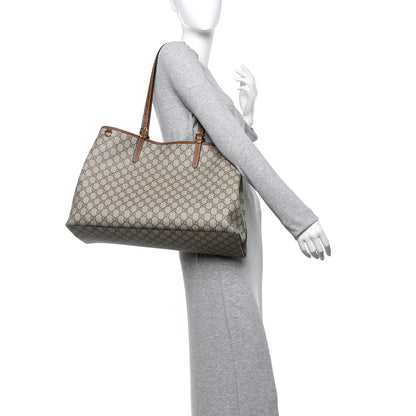 Gucci GG Supreme Monogram Emblem Maxi Tote Bag Beige Dark Brown 2 of 10