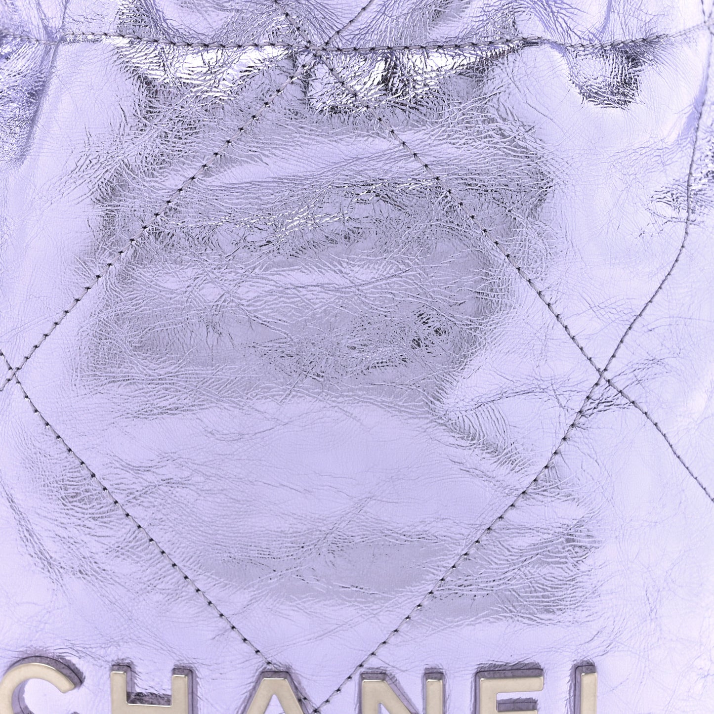 Metallic Calfskin Quilted Mini Chanel 22 Lilac