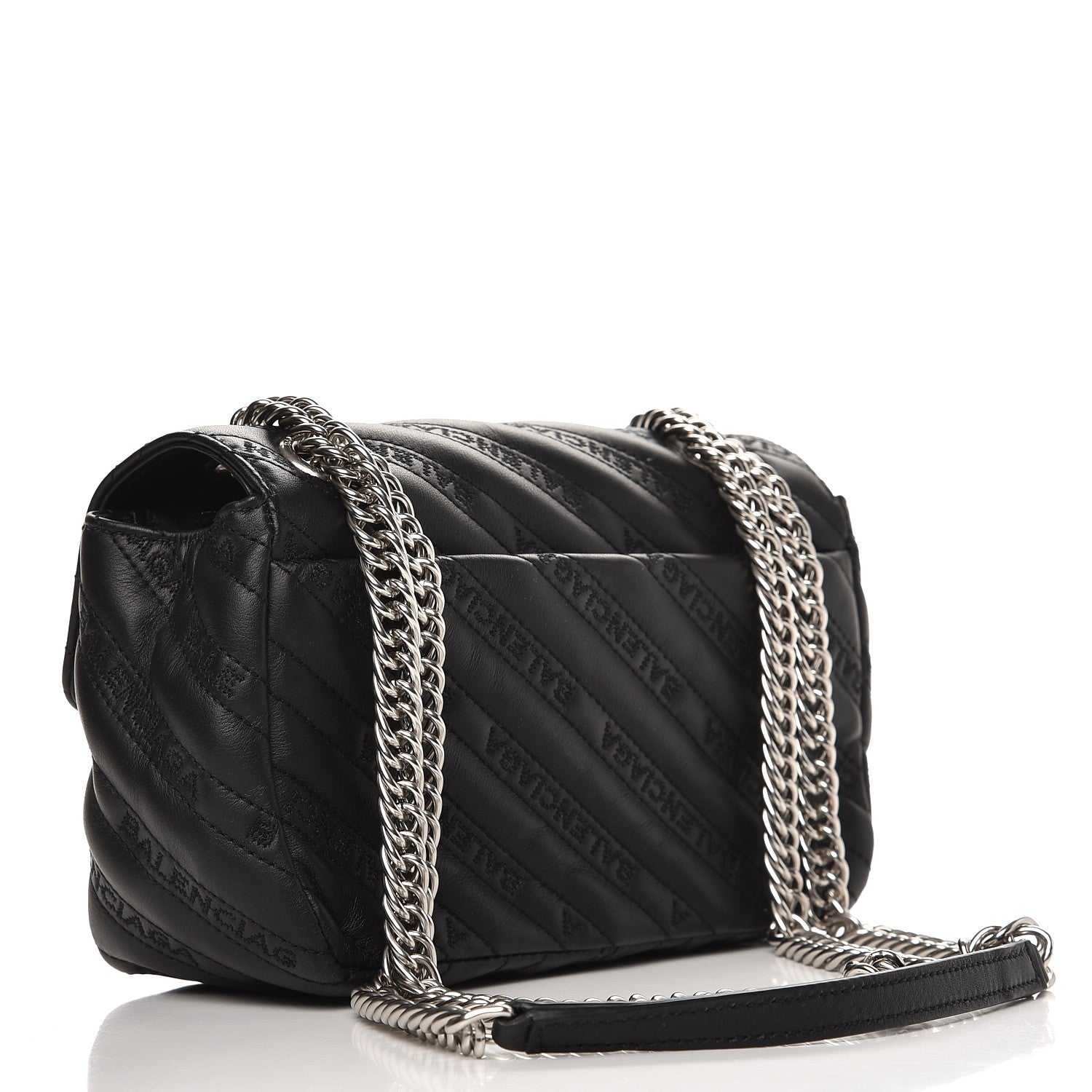 Balenciaga Calfskin Logo Matelasse S BB Round Shoulder Bag Black 3 of 6