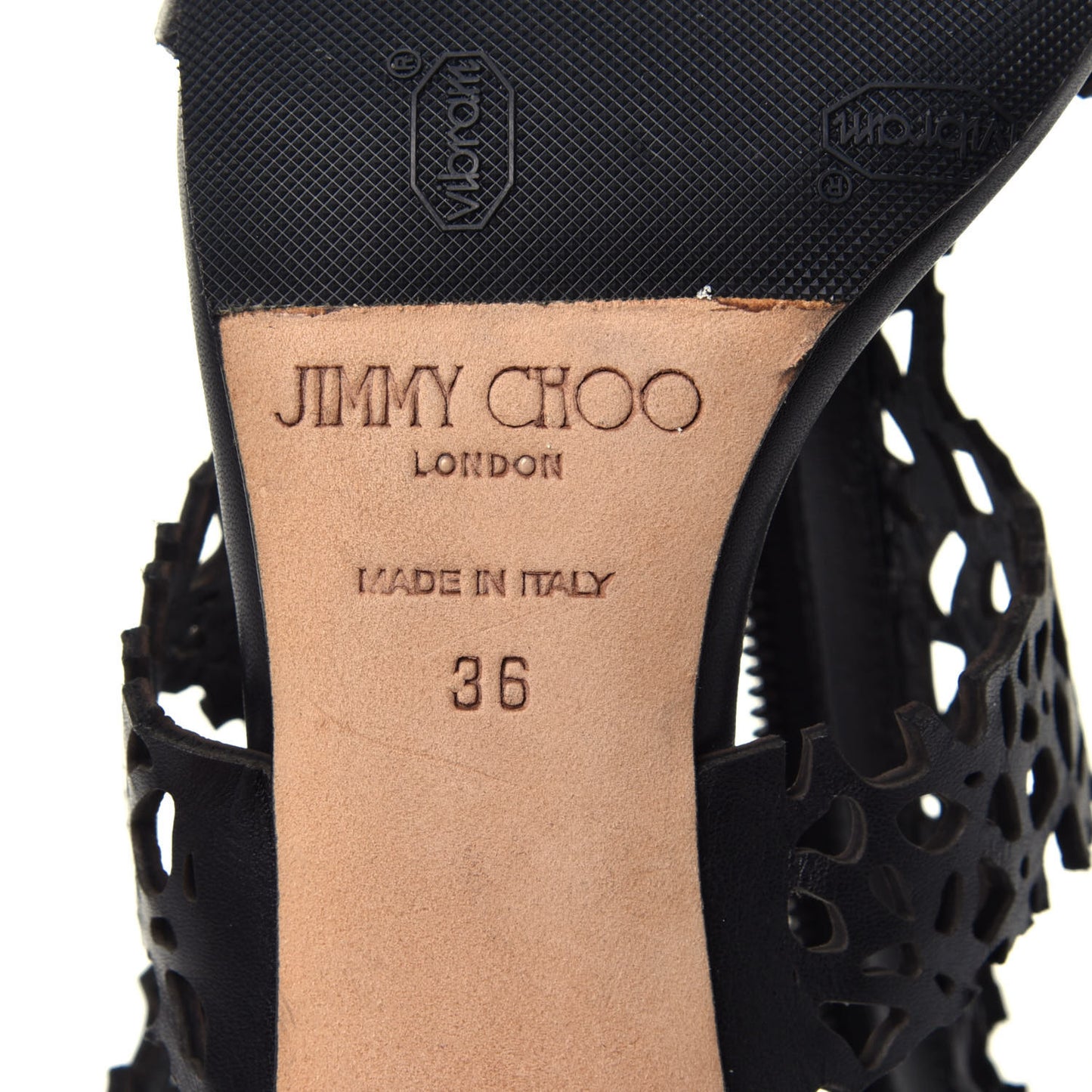 Calfskin Laser Cut Cage Booties 36 Black