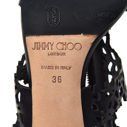 Jimmy Choo Calfskin Laser Cut Cage Booties 36 Black 8 of 8