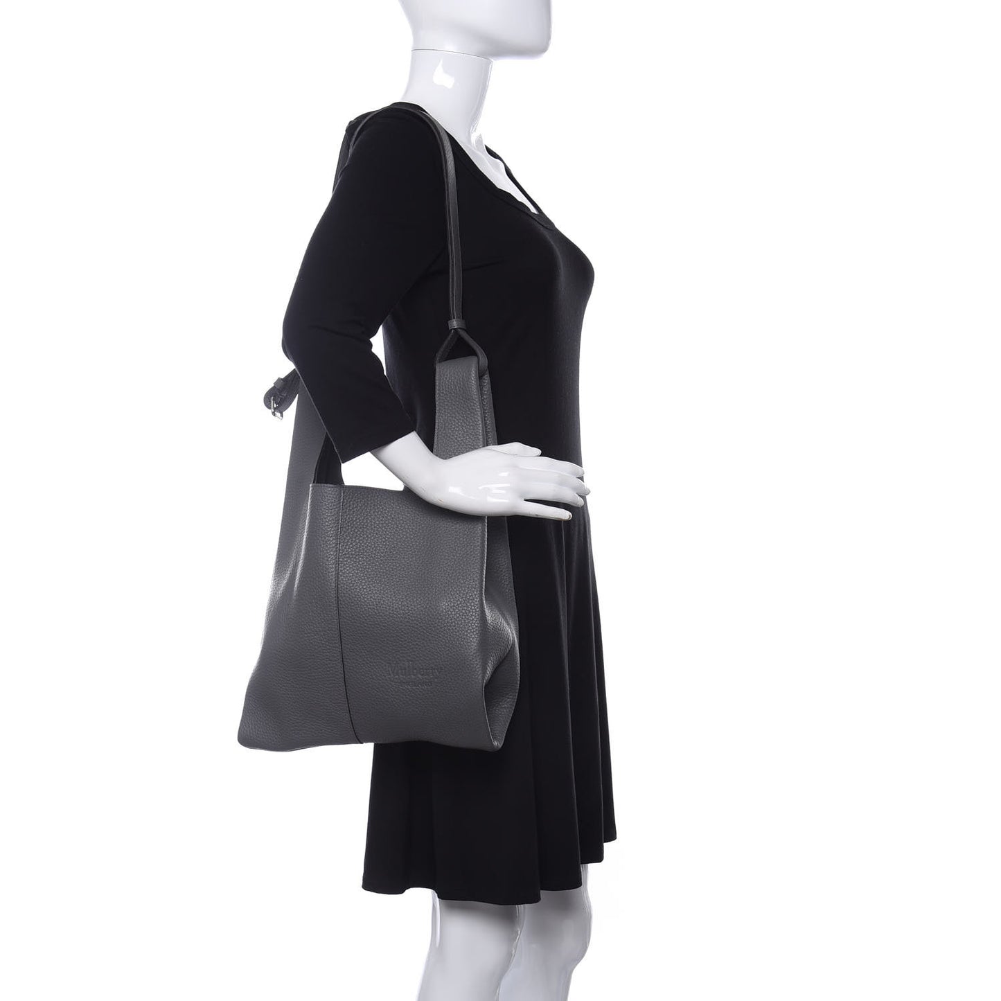 Calfskin Heavy Grain Oversized Portobello Tote Charcoal