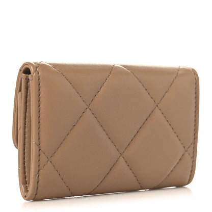 Chanel Lambskin Quilted Chanel 19 Flap Card Holder Brown Brown 3 of 8