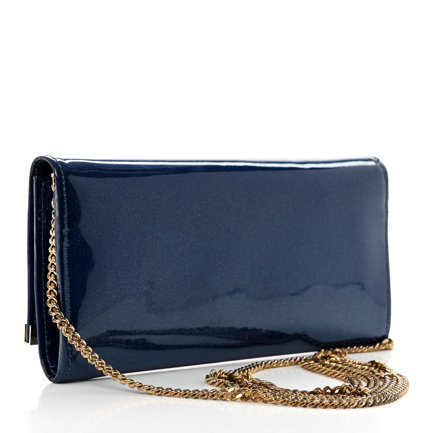 Jimmy Choo Patent Milla Wallet on Chain Navy 4 of 8