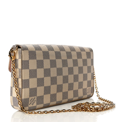 Louis Vuitton Damier Azur Pochette Felicie Chain Wallet Rose Ballerine 4 of 18