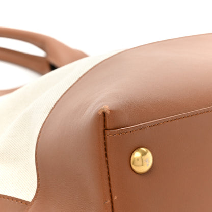 Saint Laurent Calfskin Linen Two Tone Cabas Tote Beige 11 of 21