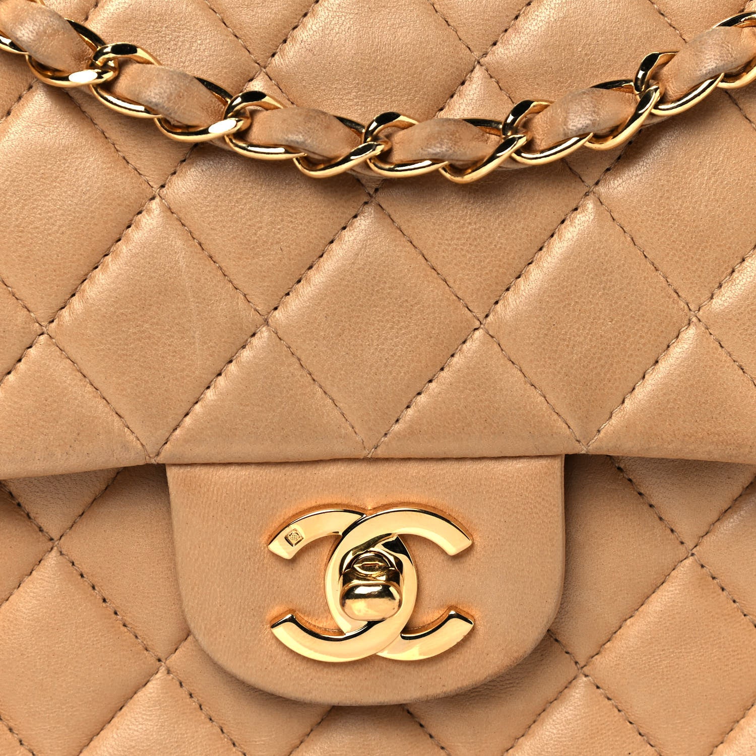 Chanel Lambskin Quilted Medium Double Flap Beige 7 of 12