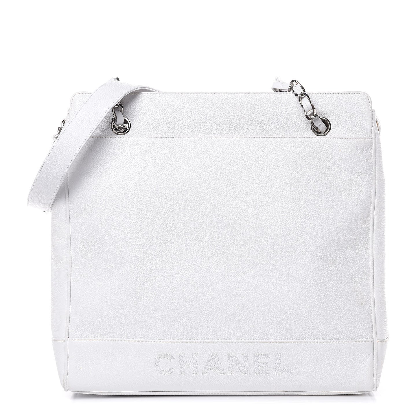 Caviar Logo Shoulder Bag White