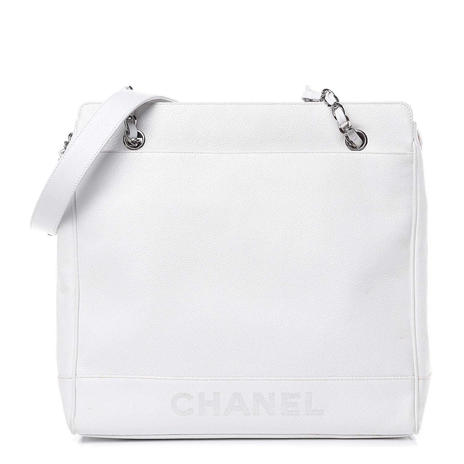 Chanel Caviar Logo Shoulder Bag White 1 of 16