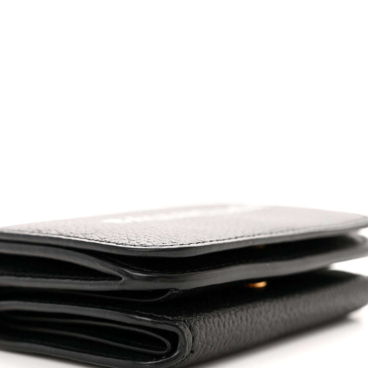 Grained Calfskin Logo Mini Cash Wallet On Chain Black White