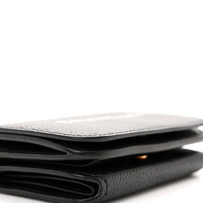 Balenciaga Grained Calfskin Logo Mini Cash Wallet On Chain Black White 8 of 10