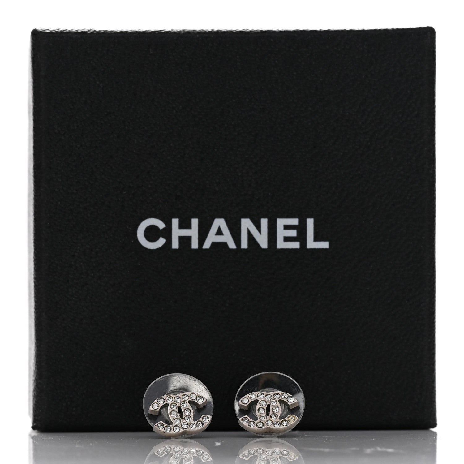 Chanel Crystal Mini Timeless CC Earrings Silver 5 of 5