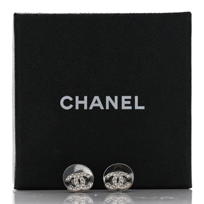 Chanel Crystal Mini Timeless CC Earrings Silver 5 of 5