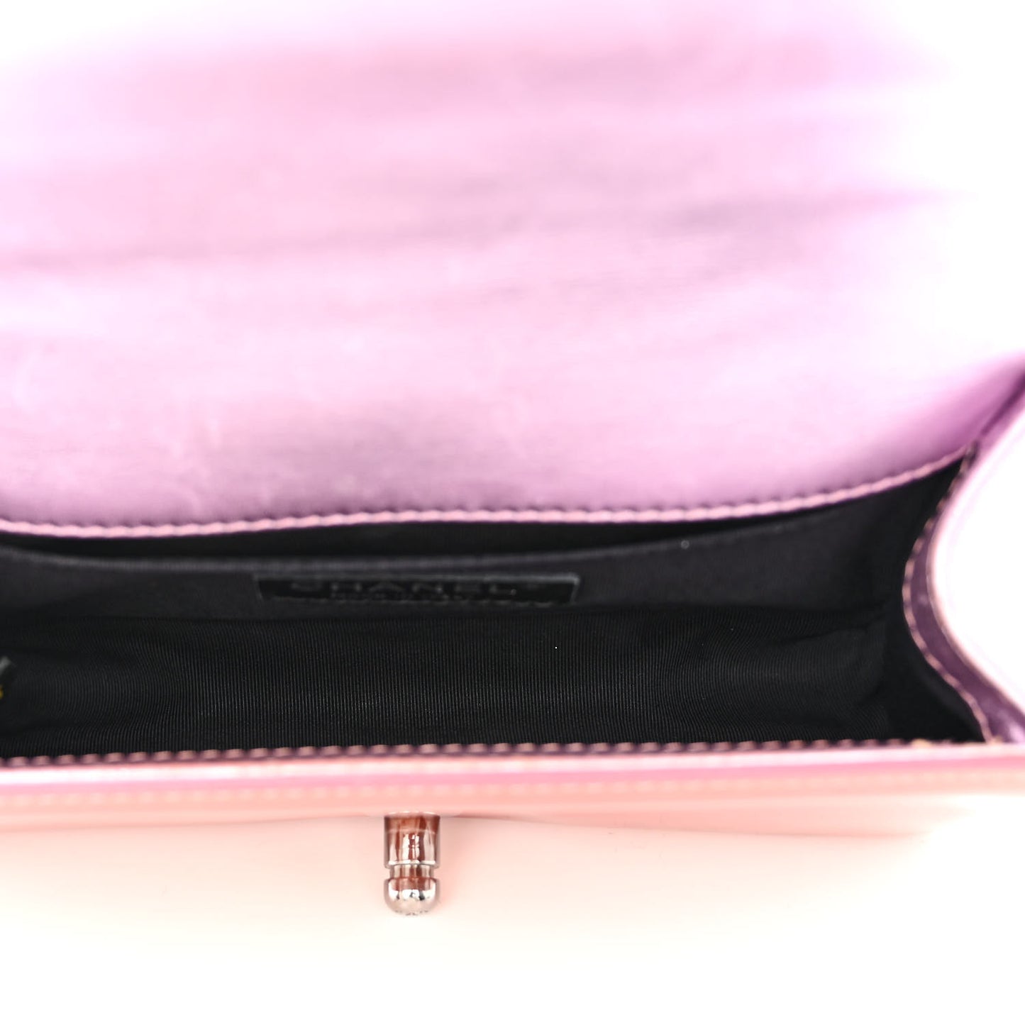 Metallic Patent Calfskin Quilted Small Boy Flap Pink
