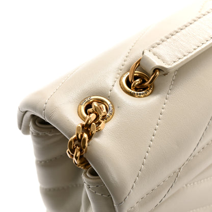 Saint Laurent Calfskin Y Quilted Monogram Small Loulou Chain Satchel Crema Soft 13 of 14