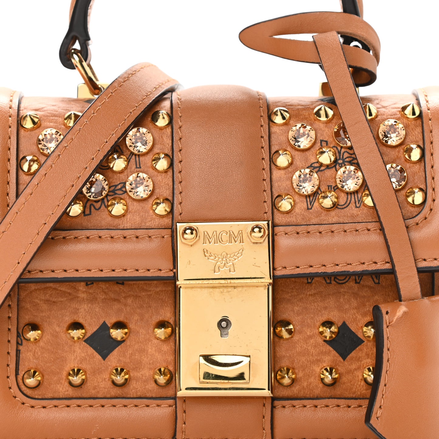 Visetos Studded Tracey Satchel Cognac