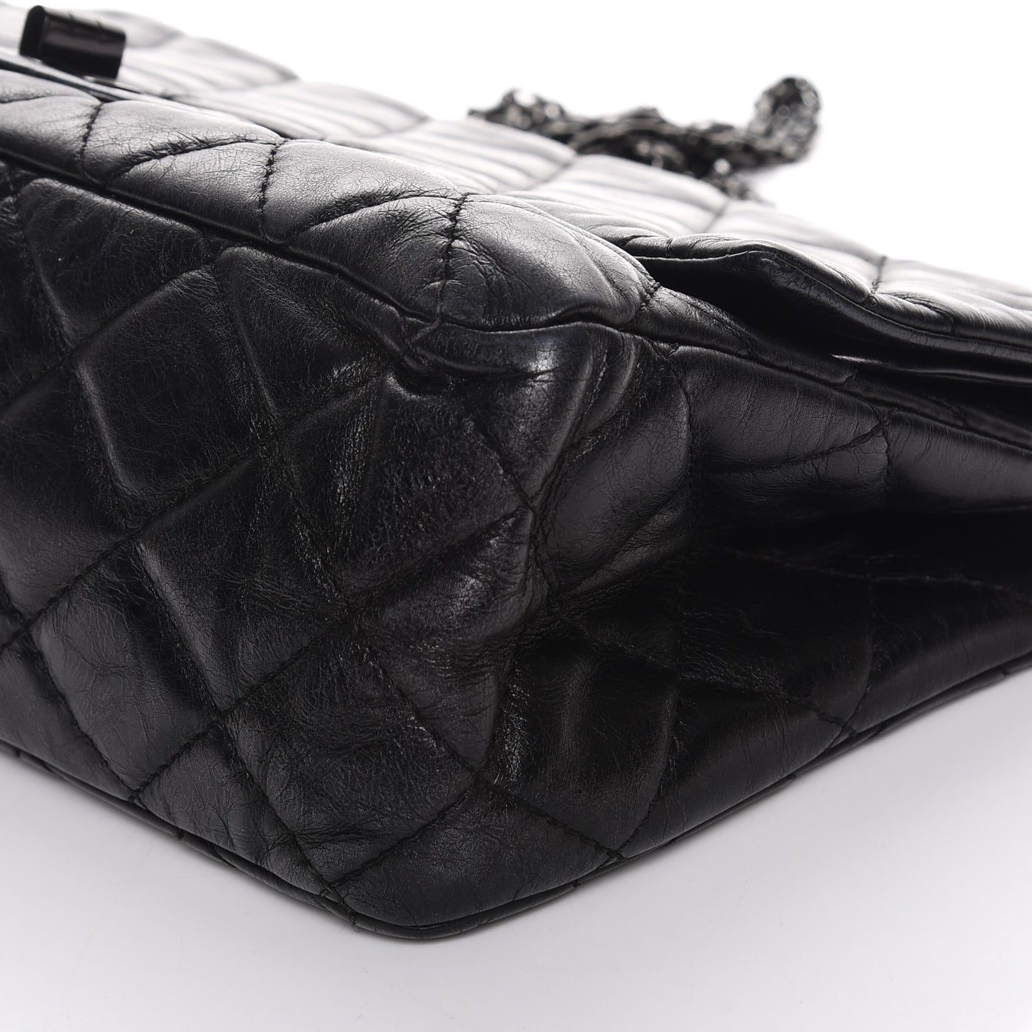 Glazed Calfskin Quilted 2.55 Reissue 227 Flap So Black