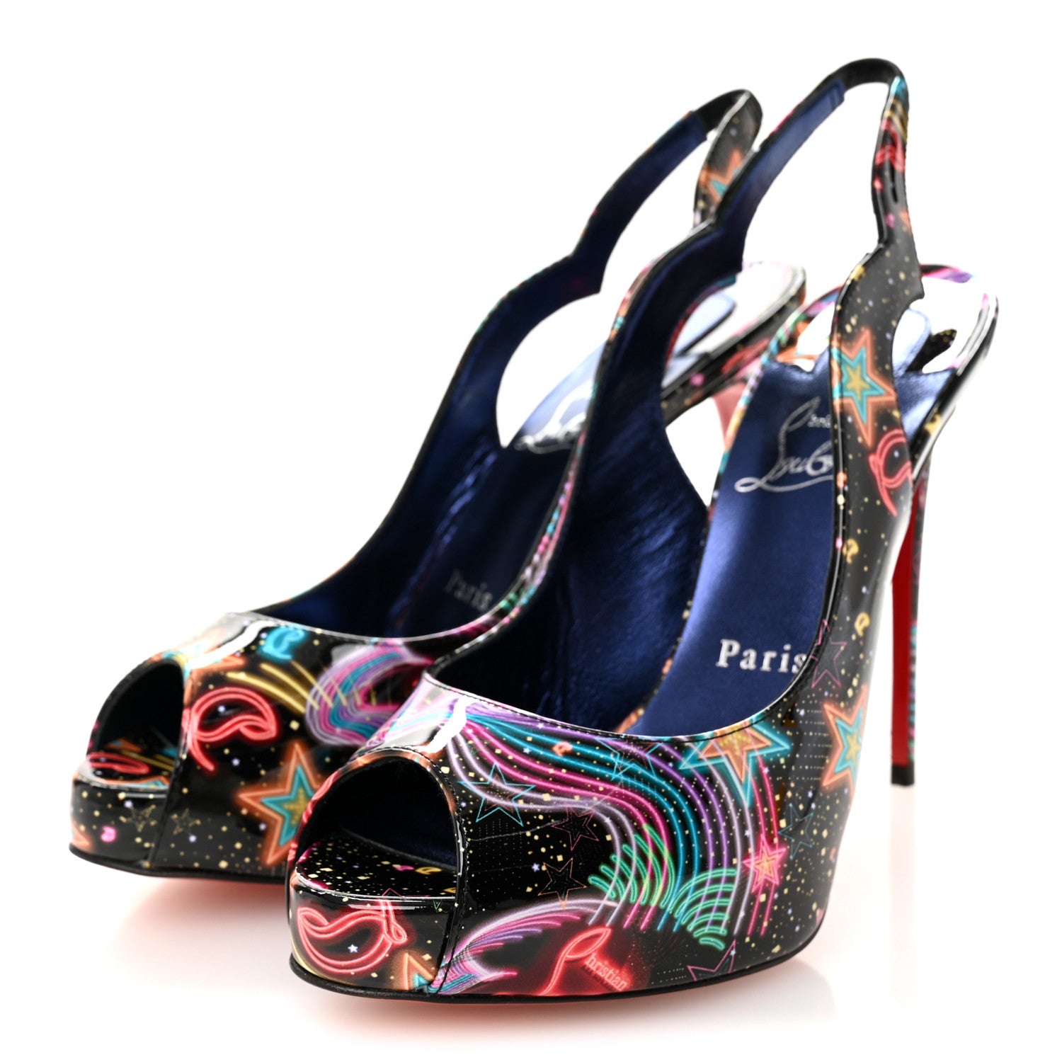 Christian Louboutin Patent Starlight Hot Chick Slingback Alta 120 Pumps 37.5 Multicolor 4 of 8