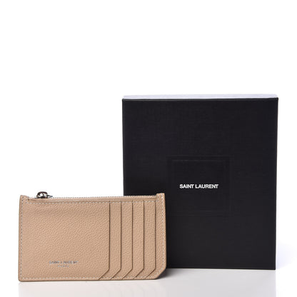 Saint Laurent Grained Calfskin 5 Fragments Zip Pouch Card Holder Nude 8 of 8