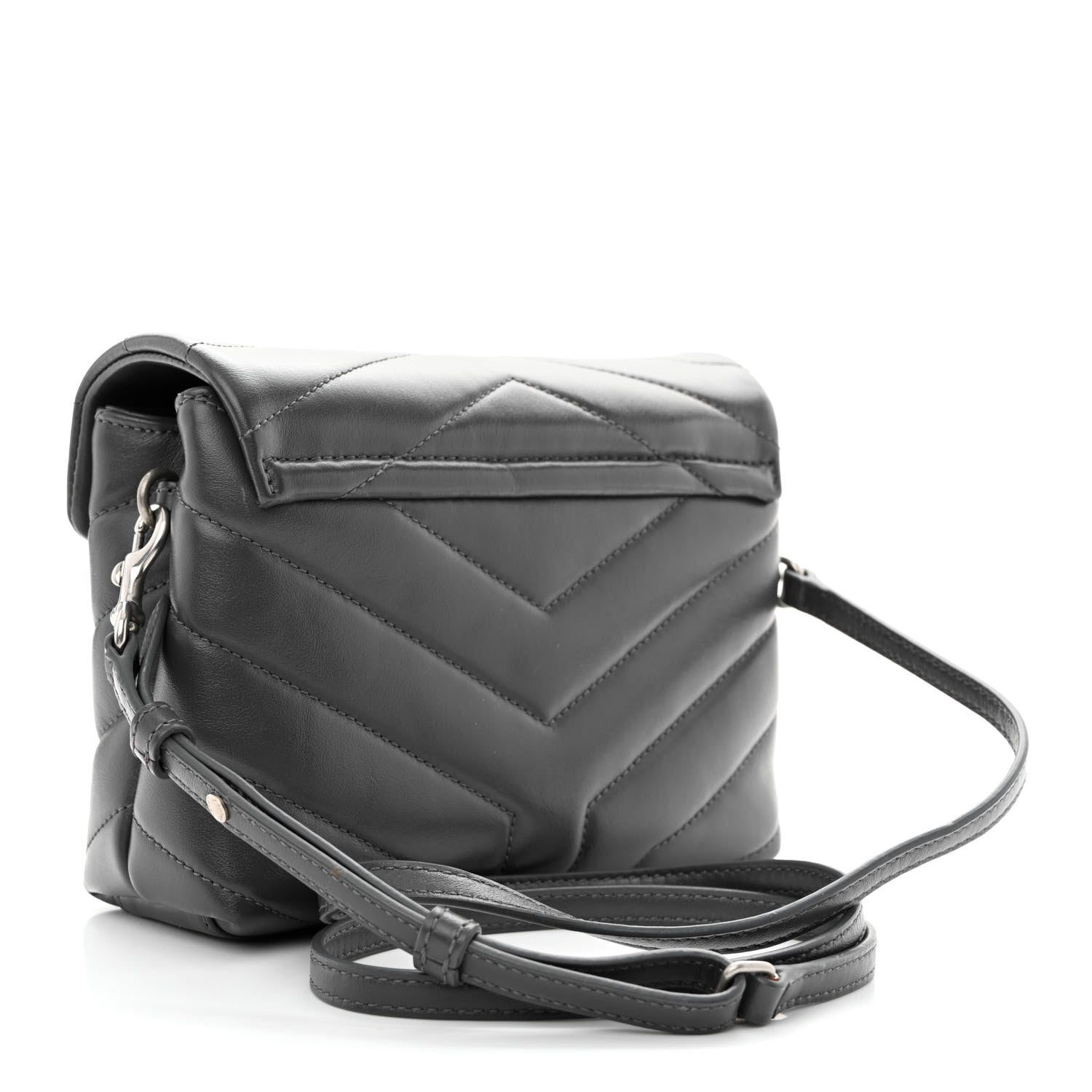 Saint Laurent Calfskin Y Quilted Monogram Toy Loulou Crossbody Bag Storm 3 of 10