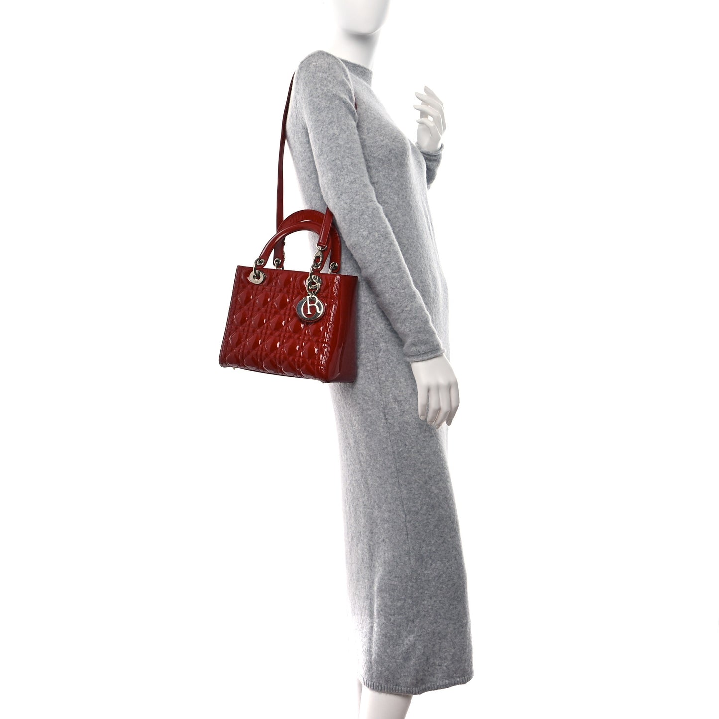 Patent Cannage Medium Lady Dior Burgundy Red