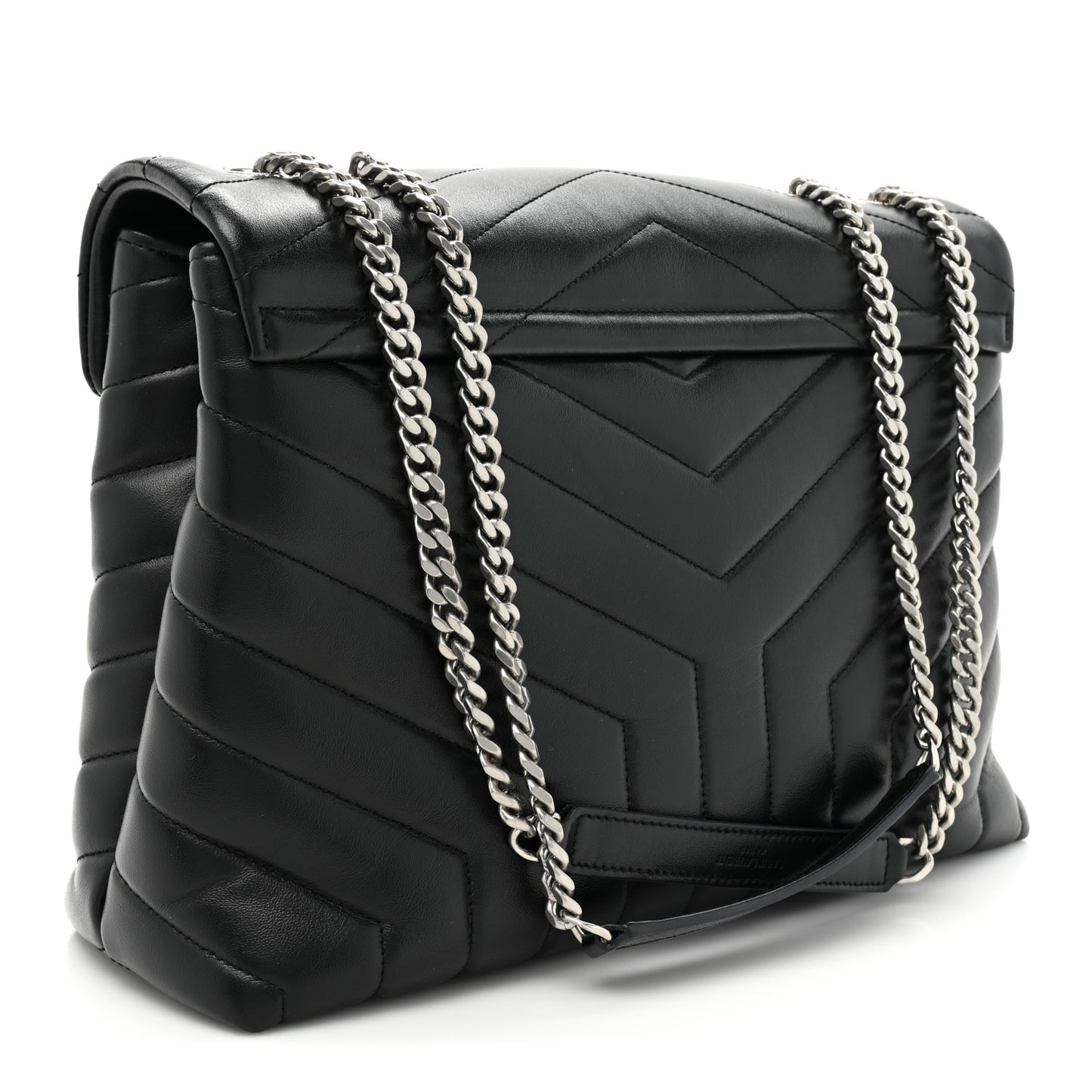 Calfskin Y Quilted Monogram Medium Loulou Chain Satchel Black
