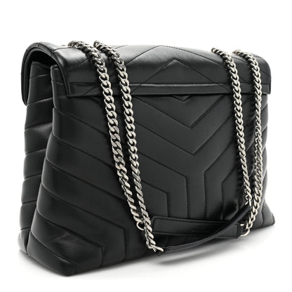 Saint Laurent Calfskin Y Quilted Monogram Medium Loulou Chain Satchel Black 2 of 13