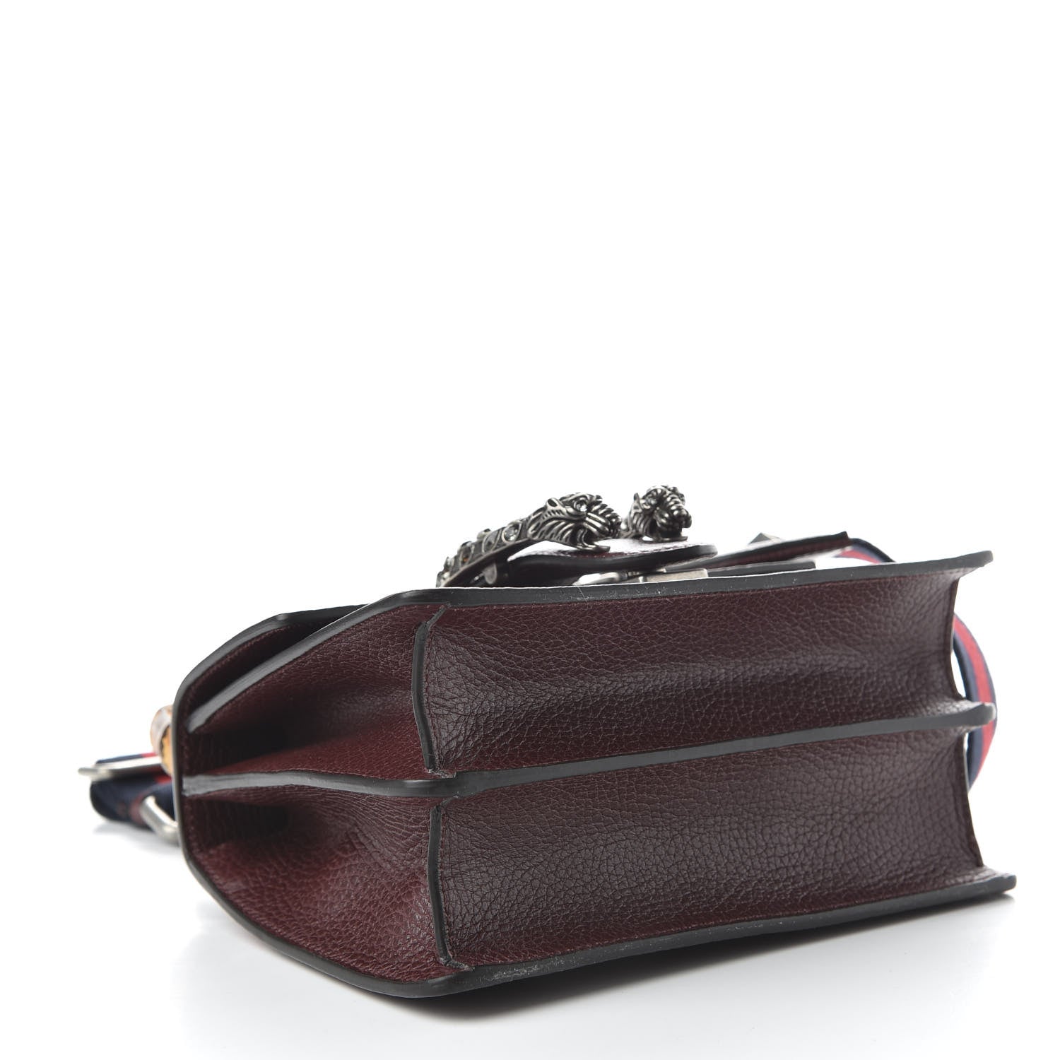 Gucci Dollar Calfskin Crystal Web Mini Dionysus Bamboo Top Handle Bag Vintage Bordeaux Black Diamond 4 of 9