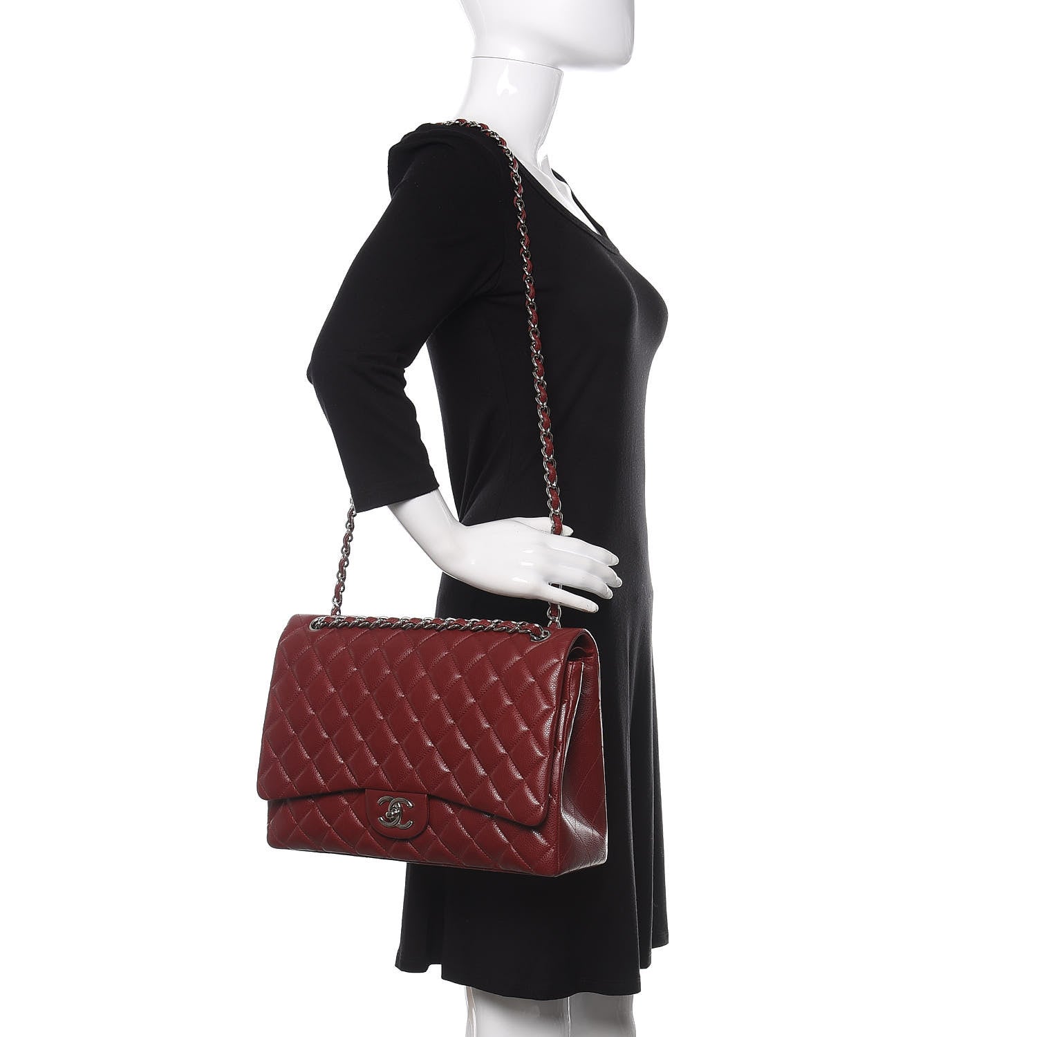 Chanel Caviar Quilted Maxi Double Flap Red 2 of 14