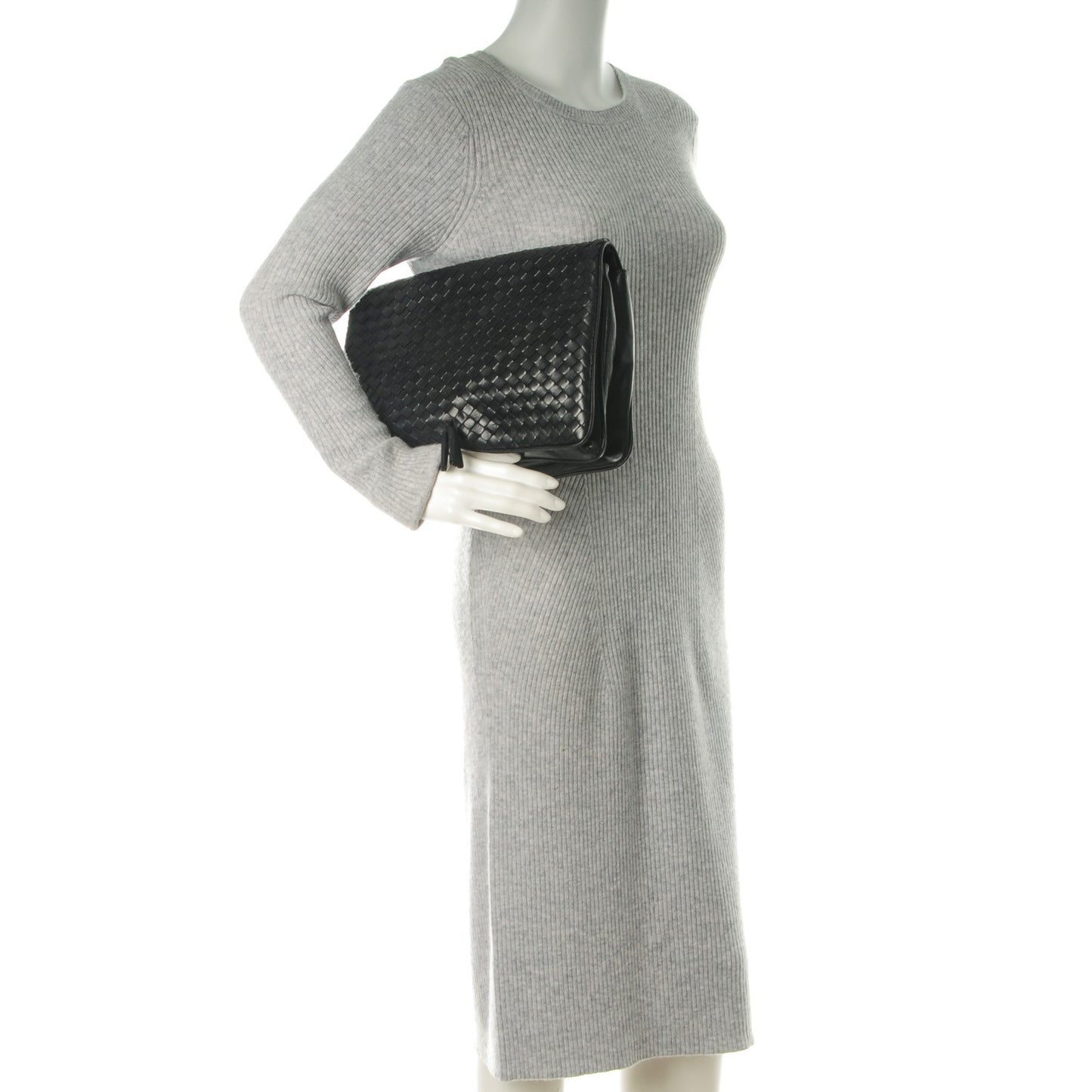 BOTTEGA VENETA Nappa Intrecciato Flap Clutch Nero Black