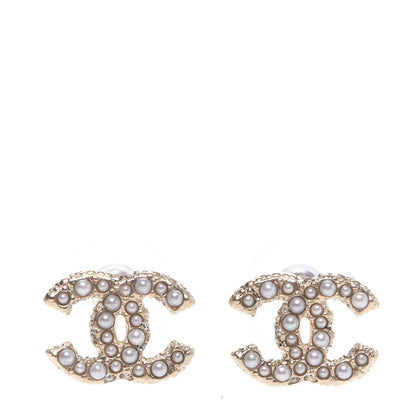 Chanel Pearl CC Earrings Light Gold 1 of 4