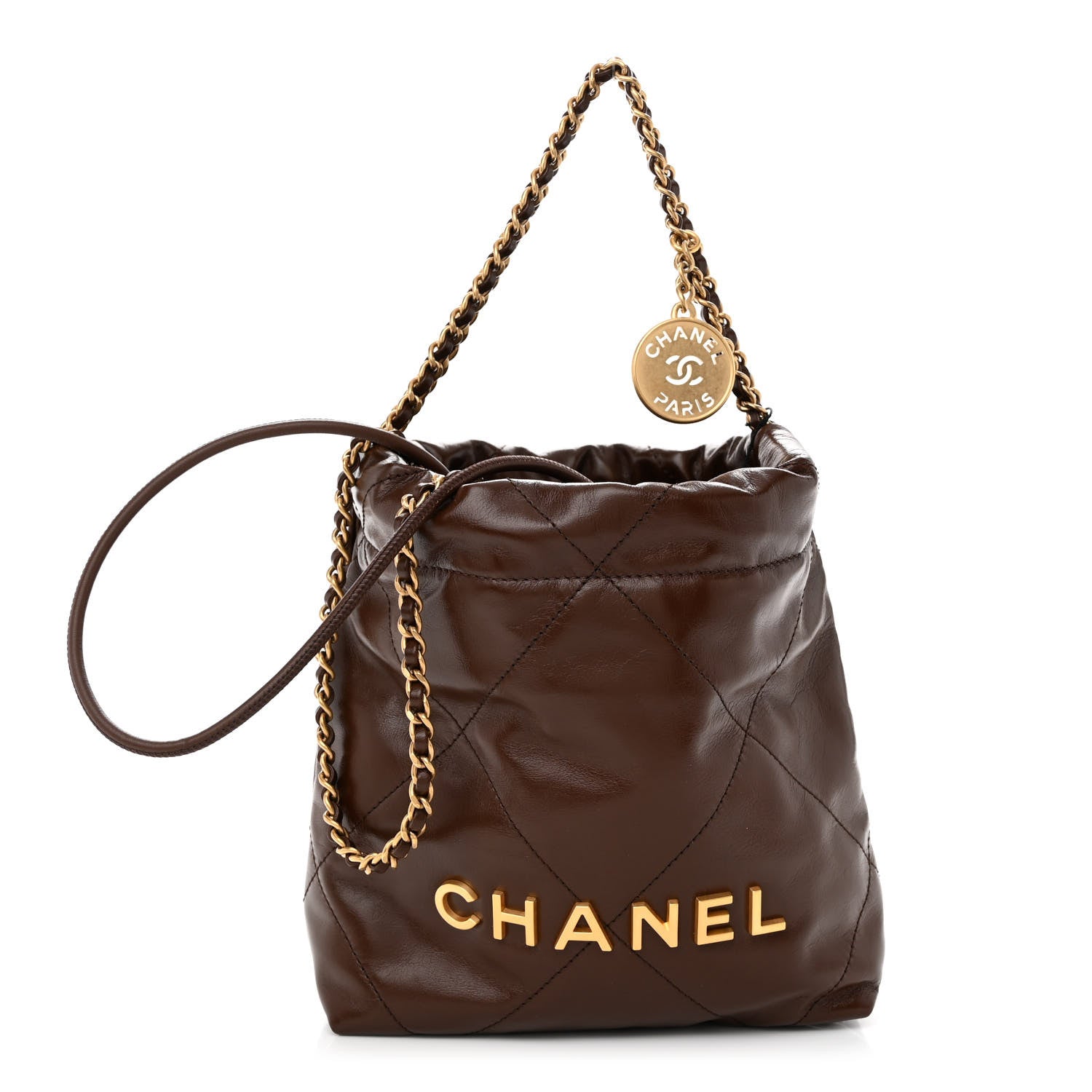 Chanel Shiny Calfskin Quilted Mini 22 Brown 1 of 10