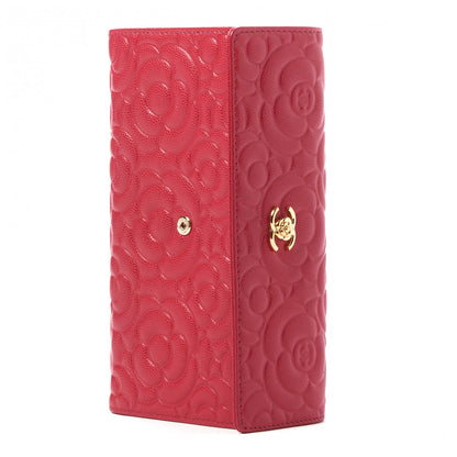 Chanel Caviar Camellia Embossed Flap Wallet Fuschia 7 of 9