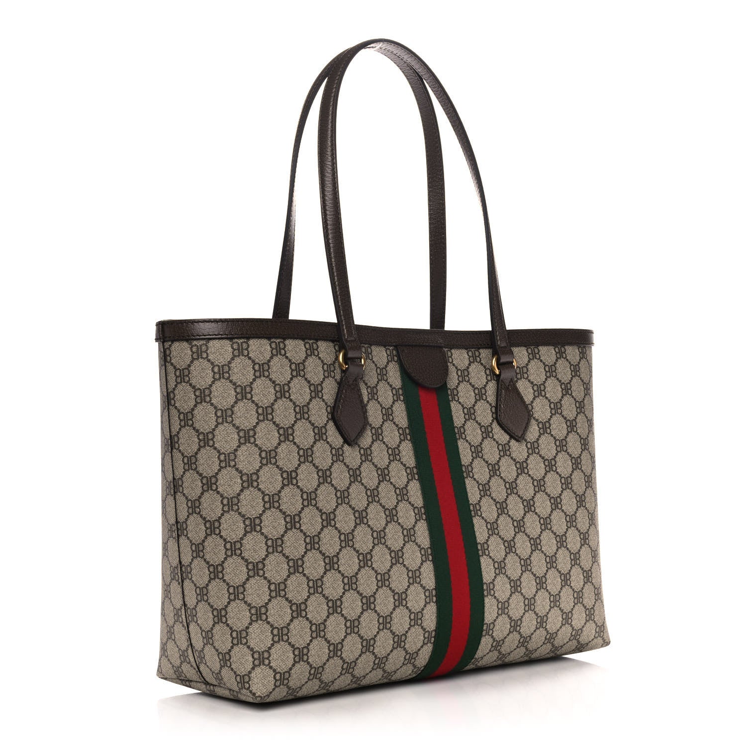 Gucci X BALENCIAGA BB Supreme Monogram Web Graffiti Medium Ophidia Shopping Tote Beige New Acero 3 of 13
