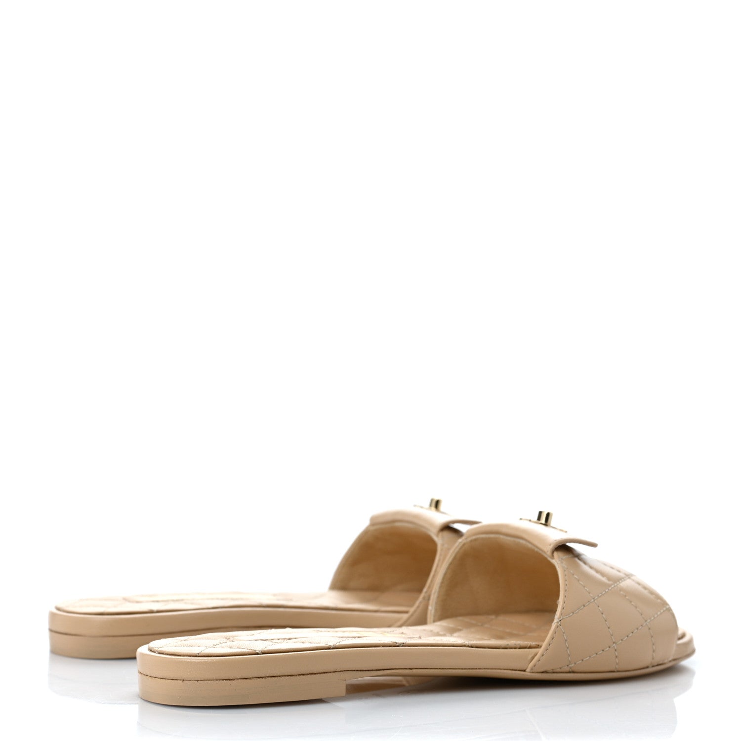 Chanel Lambskin Quilted CC Turnlock Sandals 35.5 Beige 4 of 10