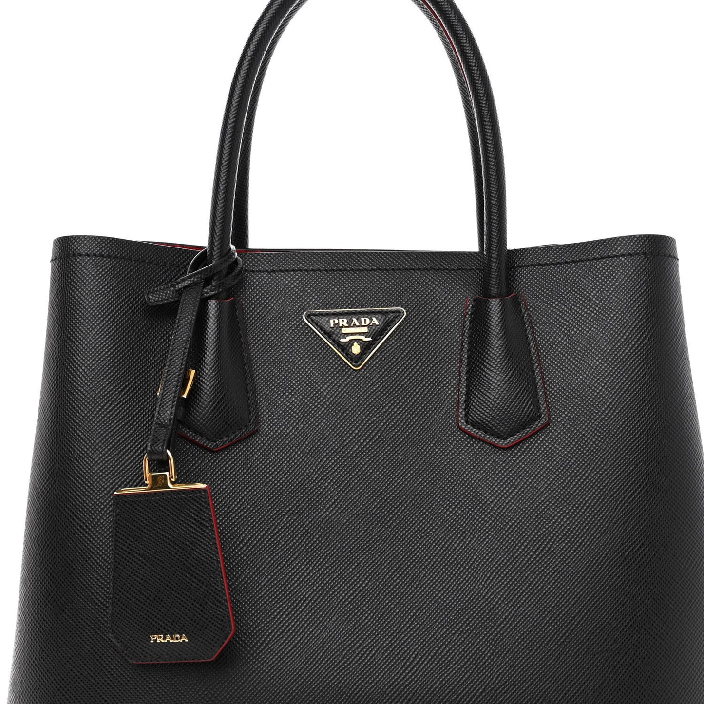 Saffiano Cuir Medium Double Bag Black Fuoco