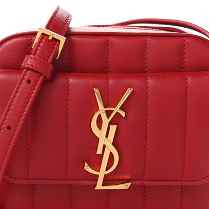 Saint Laurent Lambskin Matelasse Monogram Toy Vicky Camera Bag Red 10 of 10