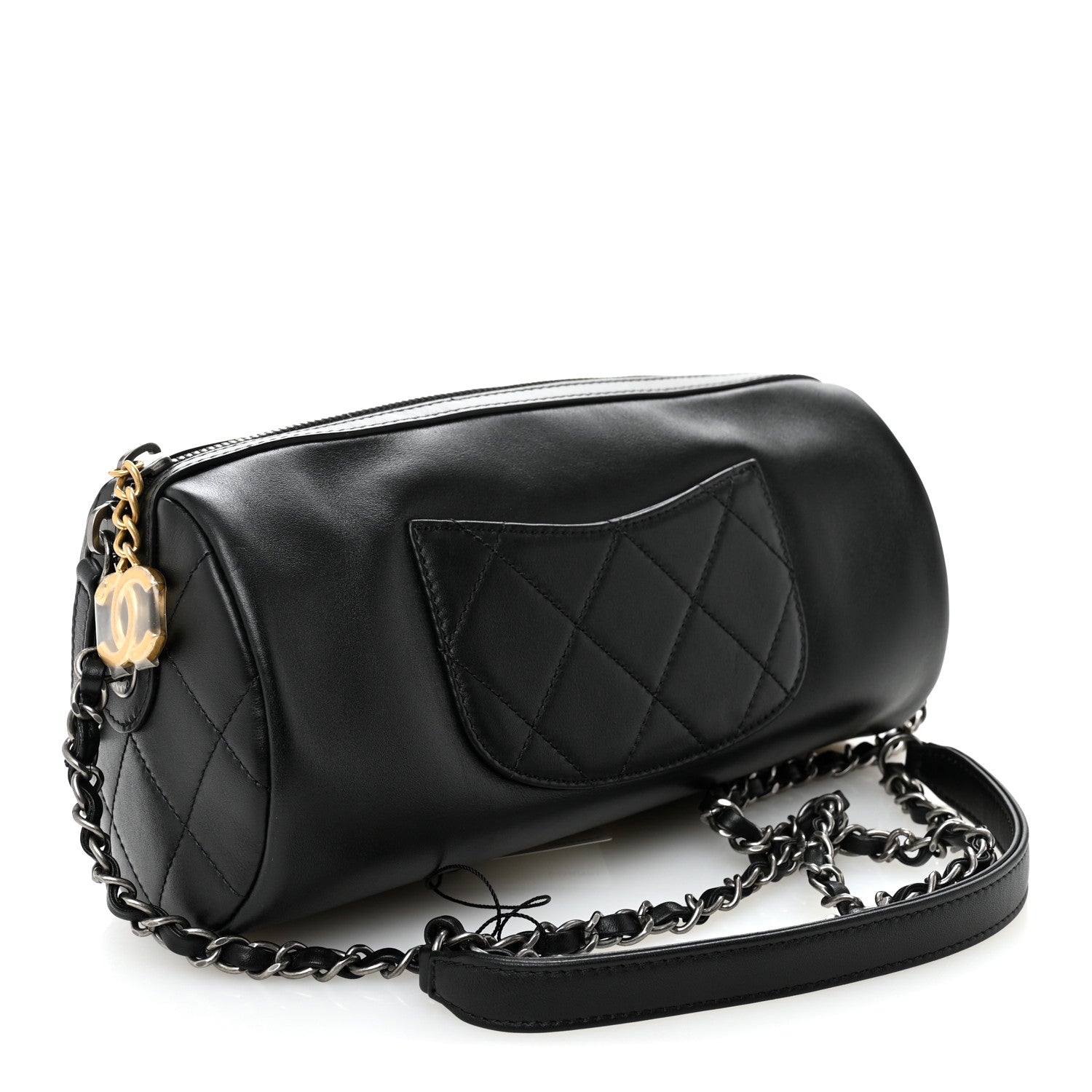 Chanel Calfskin Chain 20s Signature Bowling Bag Black 3 of 11
