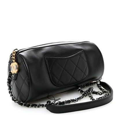 Chanel Calfskin Chain 20s Signature Bowling Bag Black 3 of 11