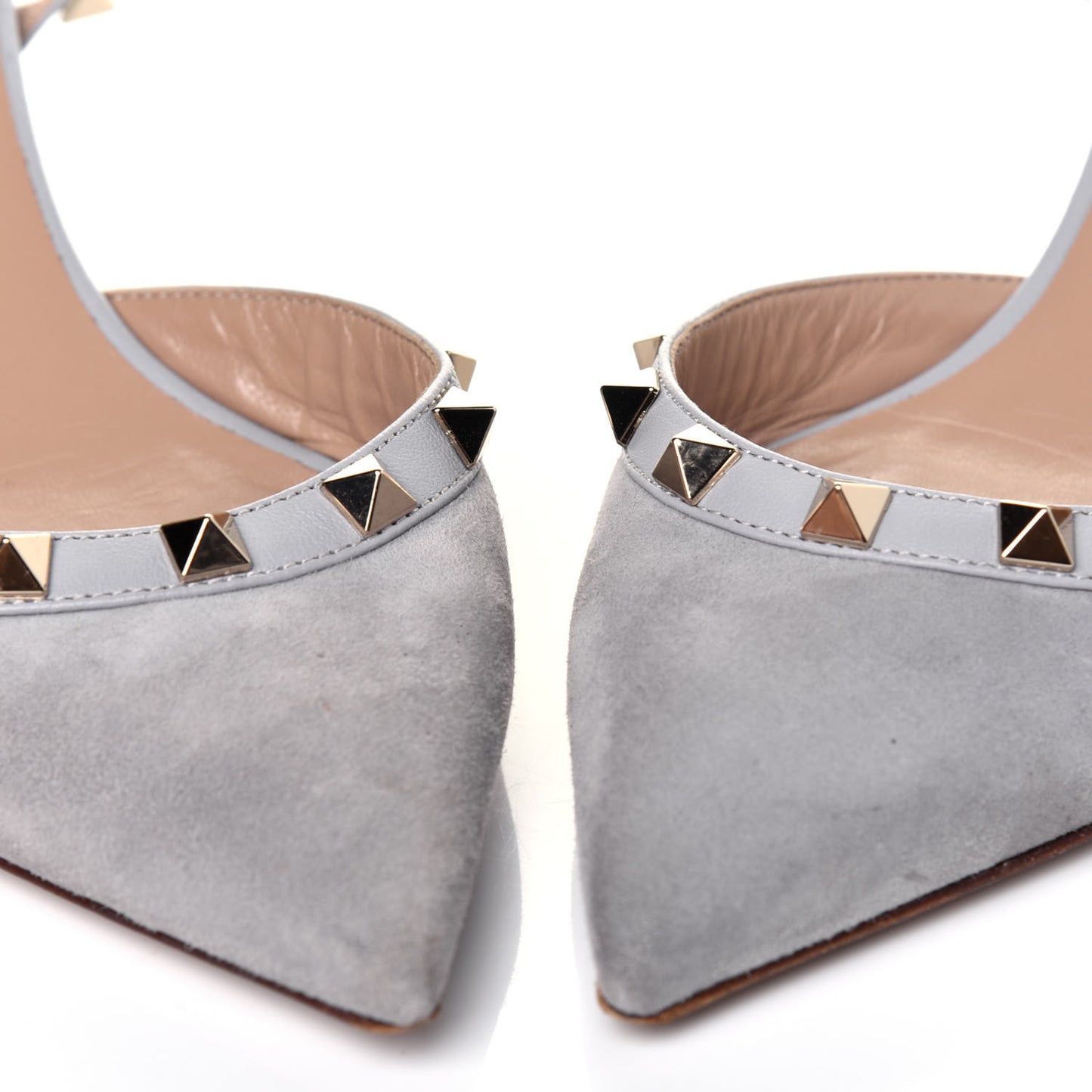 Suede Nappa Rockstud Half D'Orsay Slingback 50mm Pumps 37 Pastel Grey