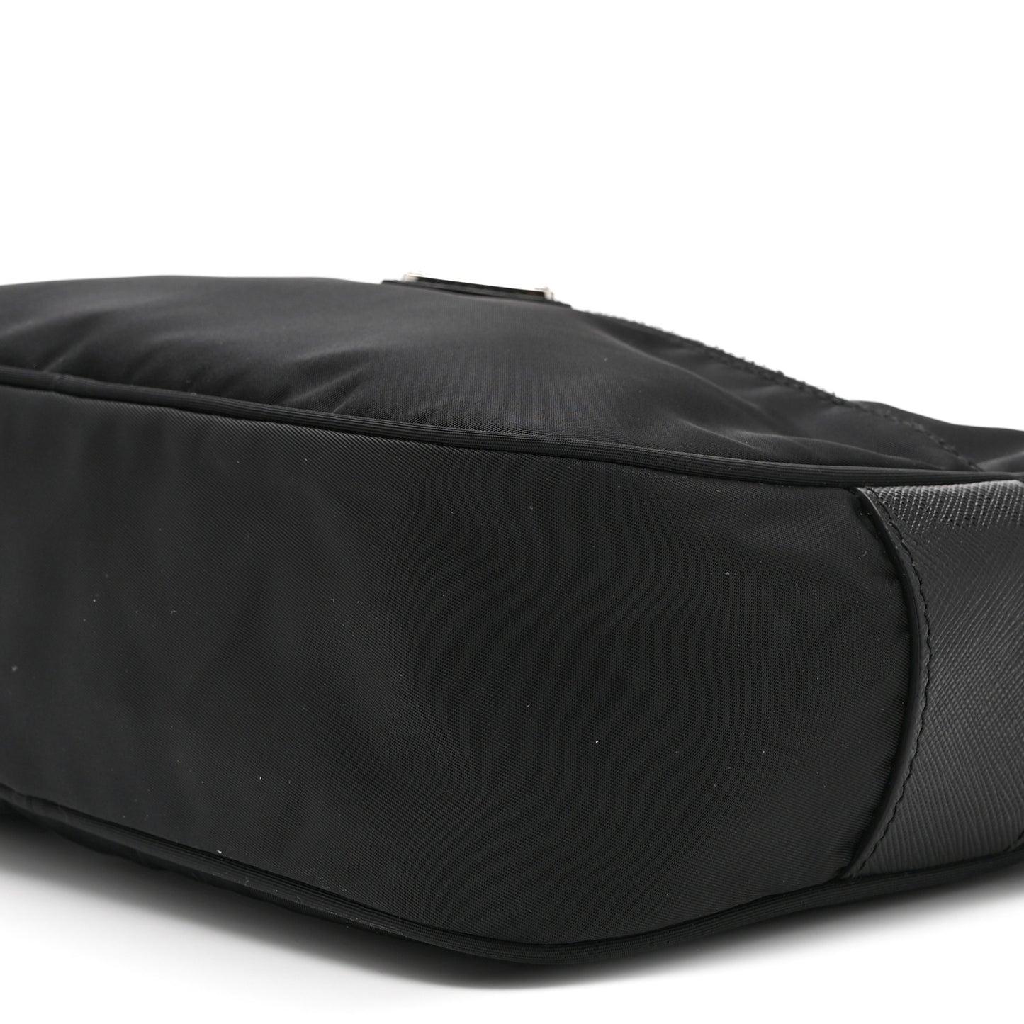 Re-Nylon Vela Saffiano Pocket Double Zip Shoulder Bag Black