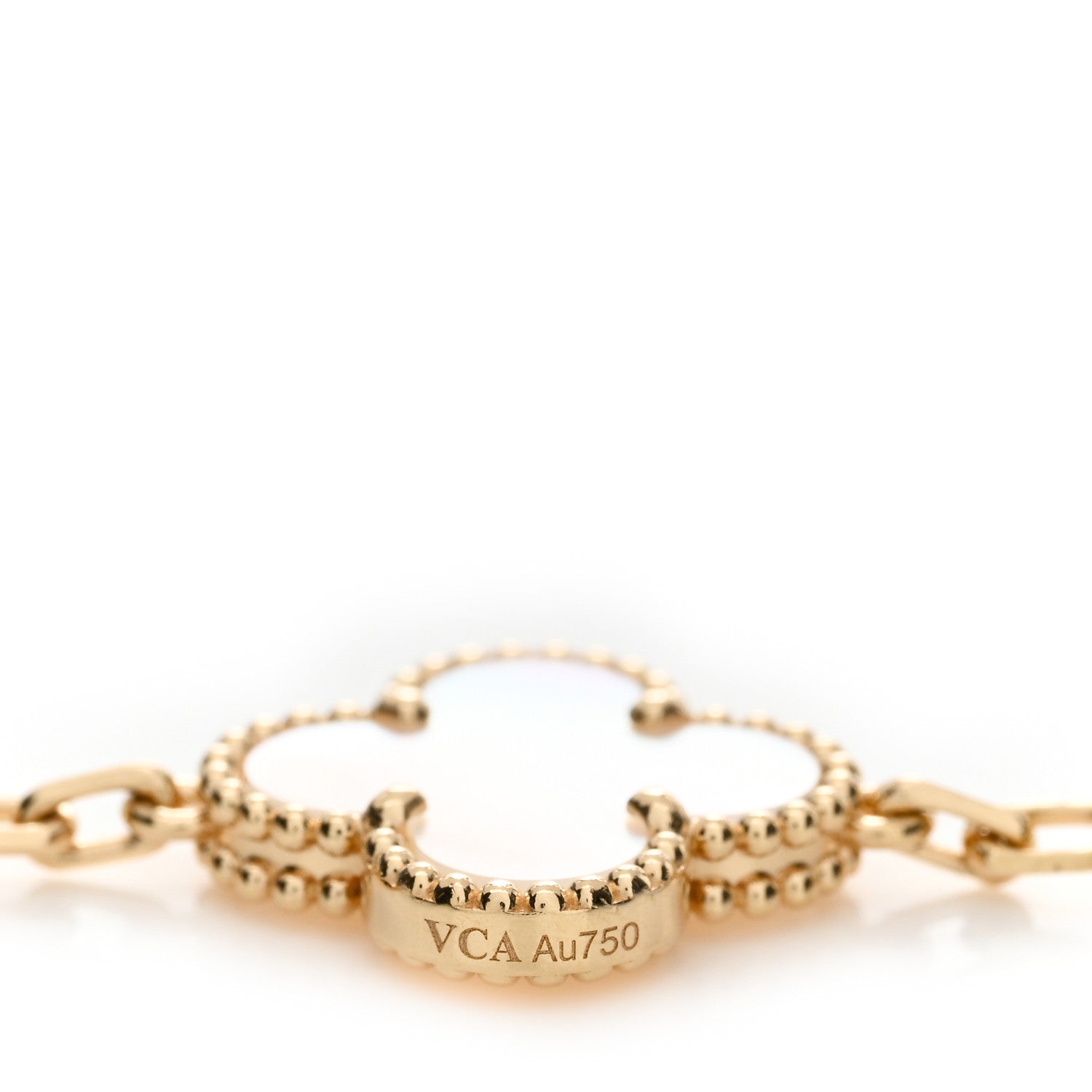 Van Cleef & Arpels 18K Yellow Gold Mother of Pearl 5 Motifs Vintage Alhambra Bracelet 5 of 6