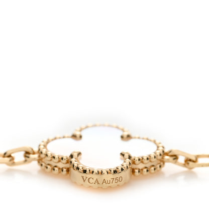 Van Cleef & Arpels 18K Yellow Gold Mother of Pearl 5 Motifs Vintage Alhambra Bracelet 5 of 6